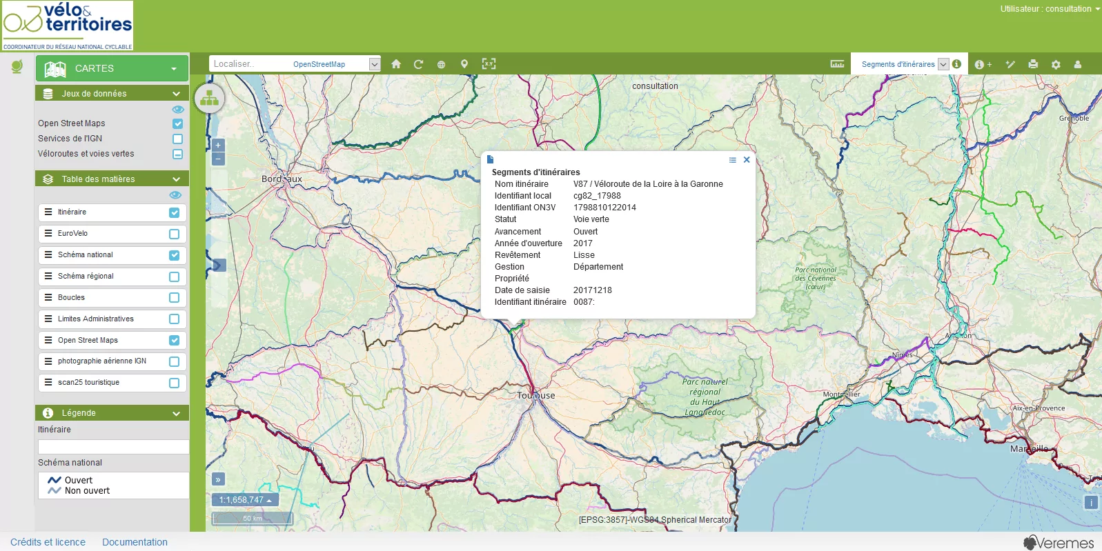 ON3V : une plateforme cartographique pour l’Observatoire national des véloroutes et voies vertes