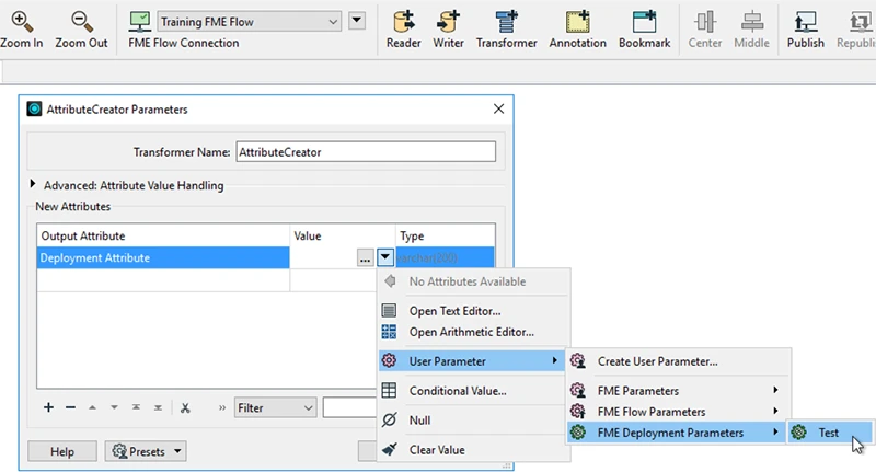 Paramètres de déploiement dans FME Workbench (FME 2023)